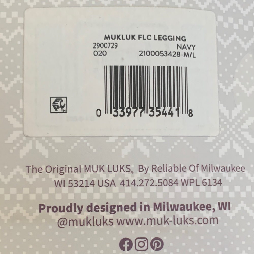 Muk Luks Navy Blue Fleece Lined Leggings. - Picture 5 of 5